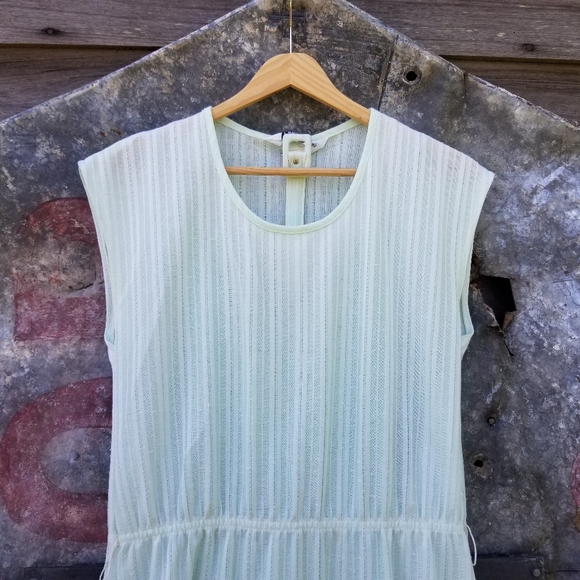 Vintage 60s Mint Green Sleeveless Dress & Slip - Picture 5 of 16